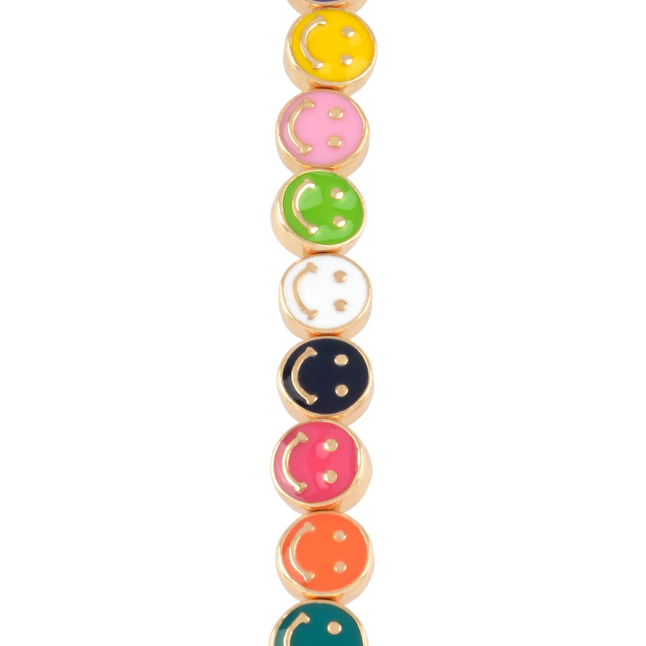 Multicolor &#x26; Gold Smiley Face Disc Beads, 9.5mm by Bead Landing&#x2122;